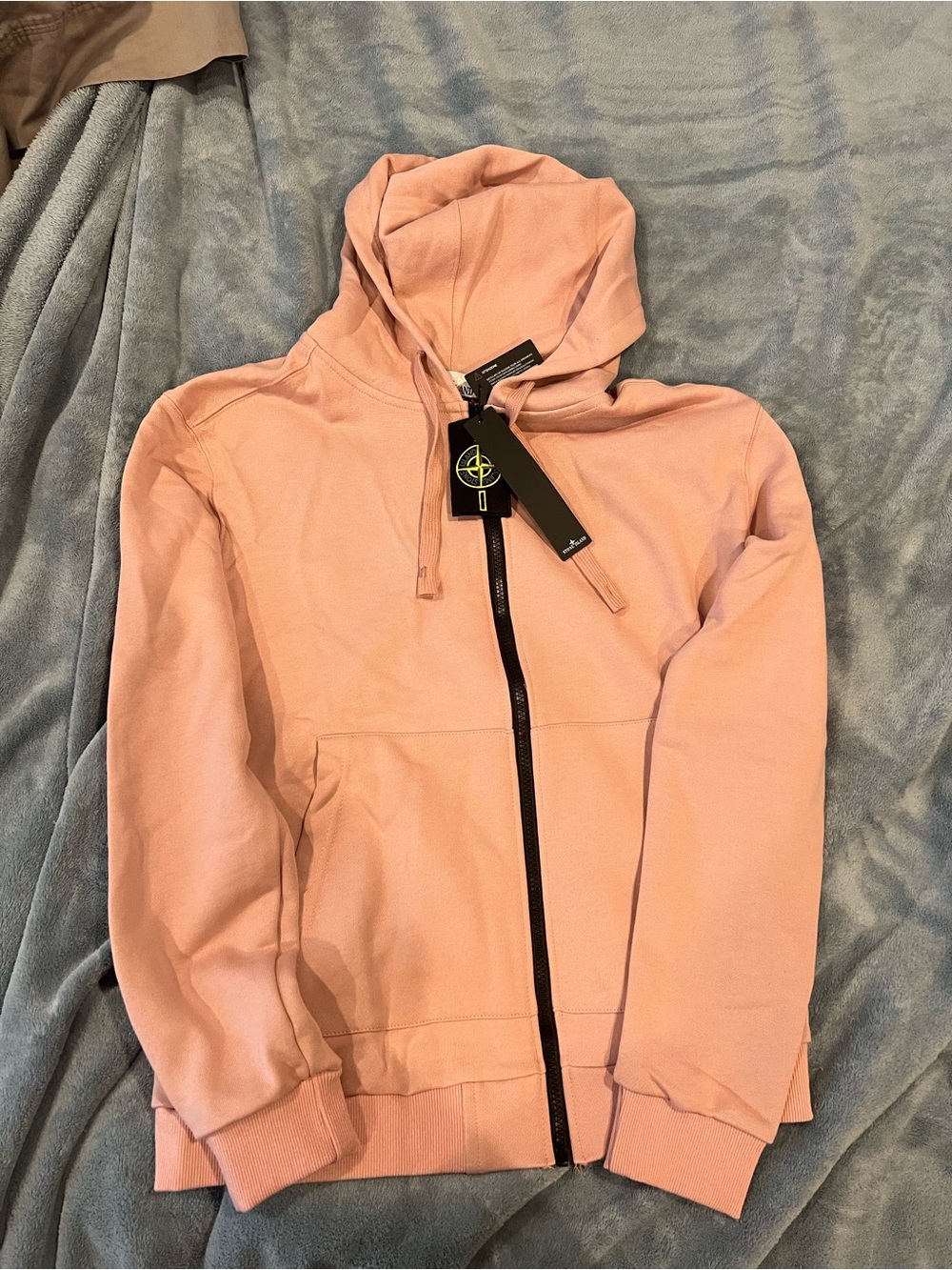 Pink Stone Island Regular-fit zipper-up hooded sweatshirt with pockets
Size: S